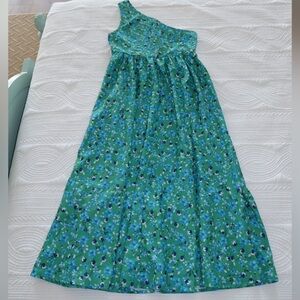 One shoulder floral print midi dress